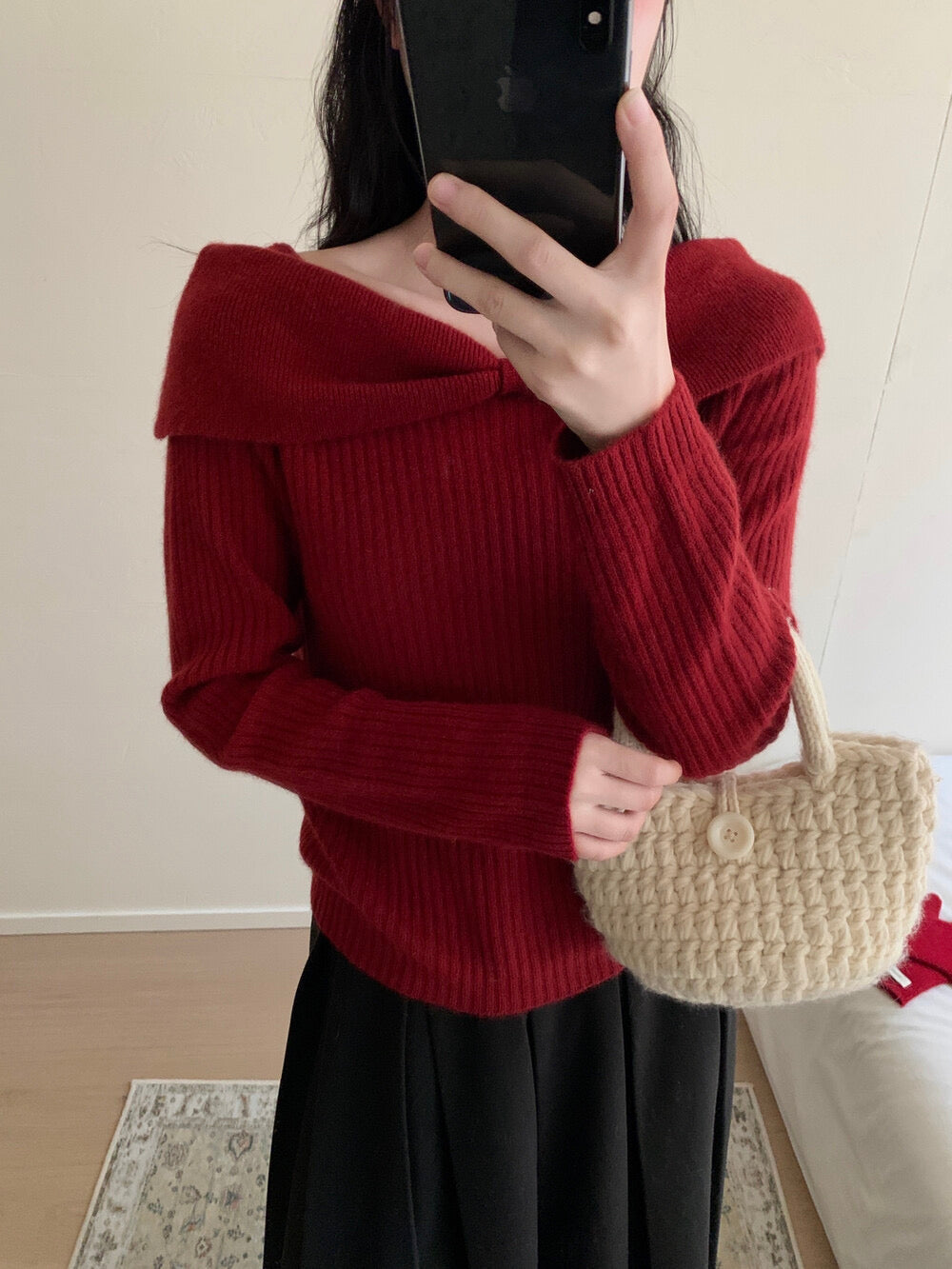 Kelly Designs Off-Shoulder Button Knit Top (Instock)