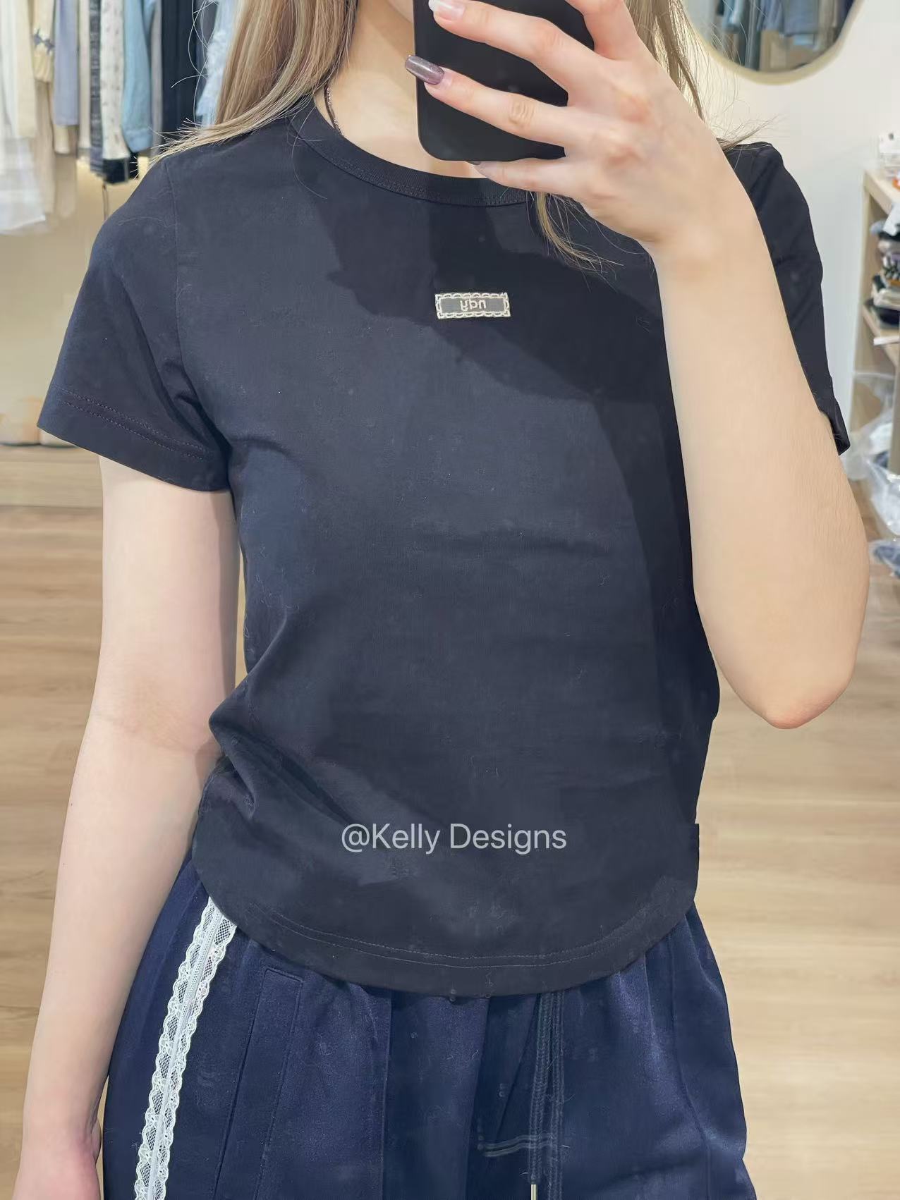 Korean Collection Nerdy Lace Tshirt Black (Instock)