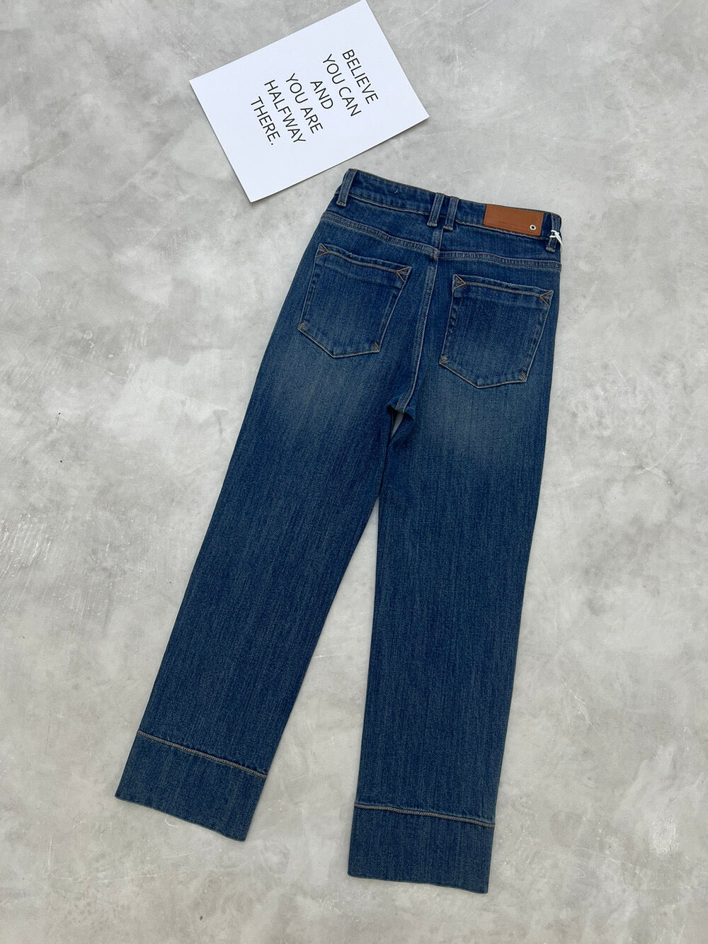 Kelly Designs Straight Denim Fleece Blue Pants(Instock)