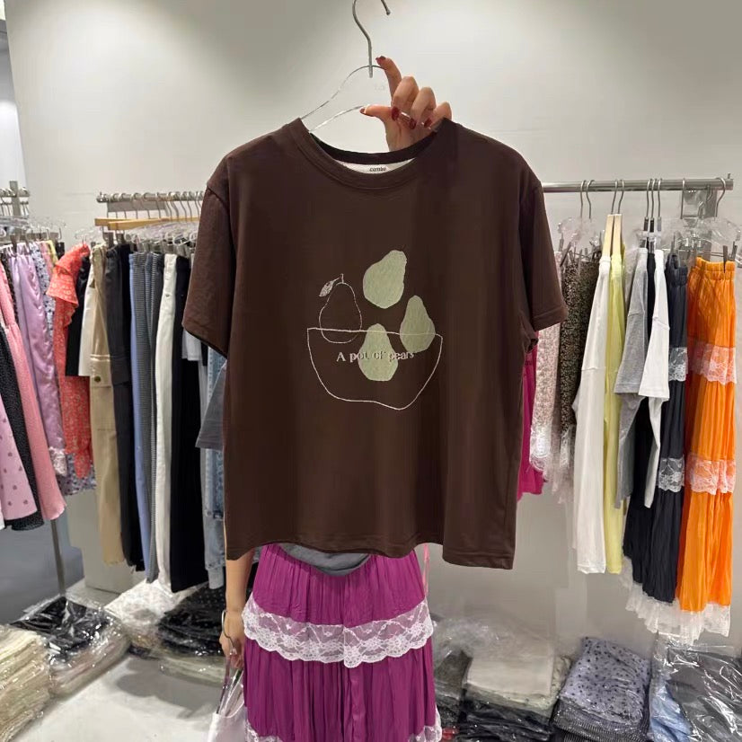 Korean APM Collection Brown Pear Tshirt (Instock)