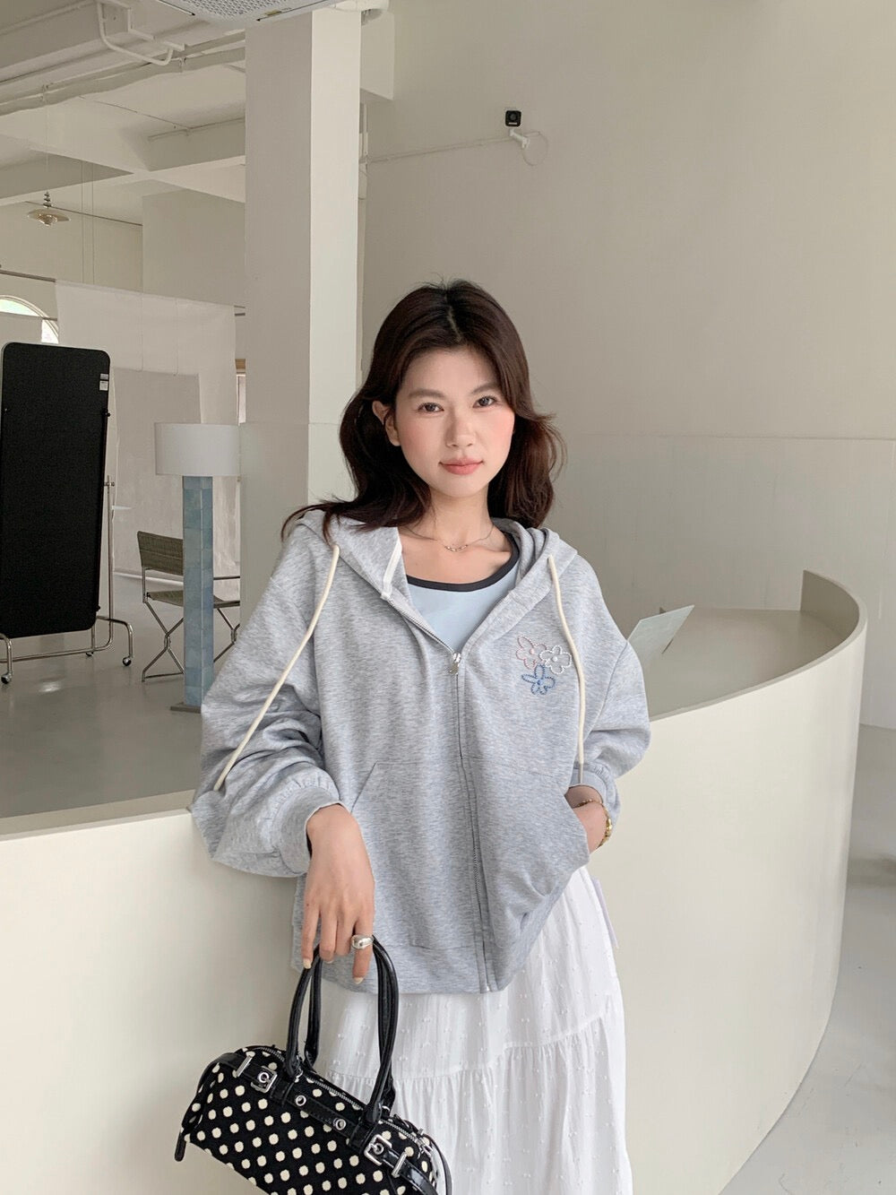 Kelly Designs Cute Embroidery Zip Hoodie – 3 Colors (Instock)