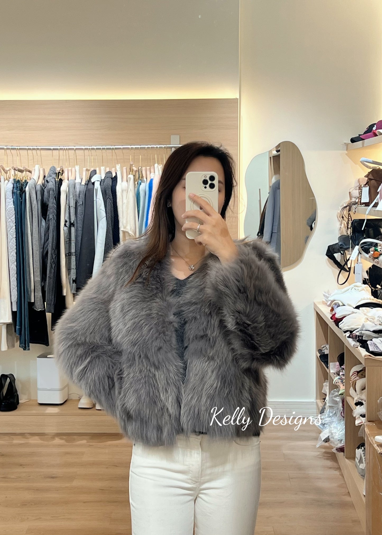 Kelly Designs Fox Fur Mystery Grey Jacket (Instock)