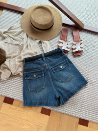Kelly Designs Soft Denim Shorts With Belt -Navy (Instock)