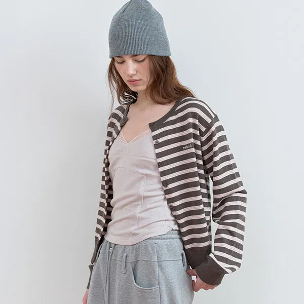 Korean Collection | Rola Rola Stripe Knit Cardigan (Instock)