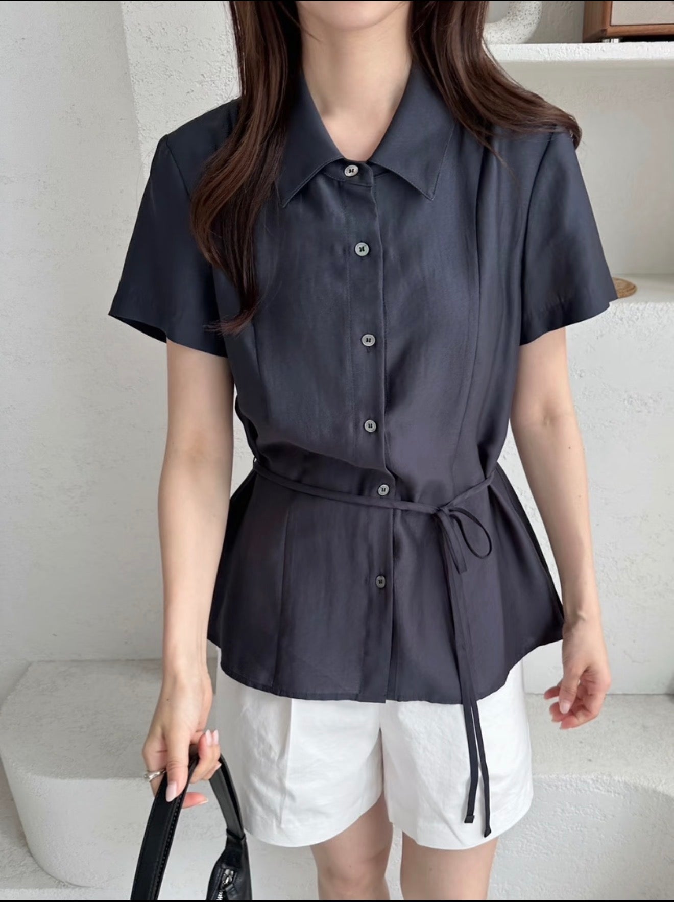Korean APM Collection Side Tie Short Sleeve Shirt - 3 Colors (Instock)