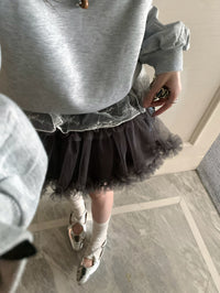 Kelly Designs Off-Shoulder Faux Layered Sweatshirt & Grey Skirt (Instock)