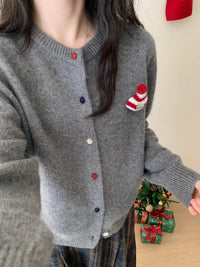 Kelly Designs Holiday Snow Hat Wool Cardigan – Limited Christmas Edition (Instock)
