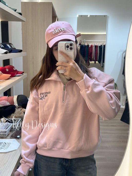 Korean APM Collection Zip Up Fleece Pink Sweatshirt (Instock)