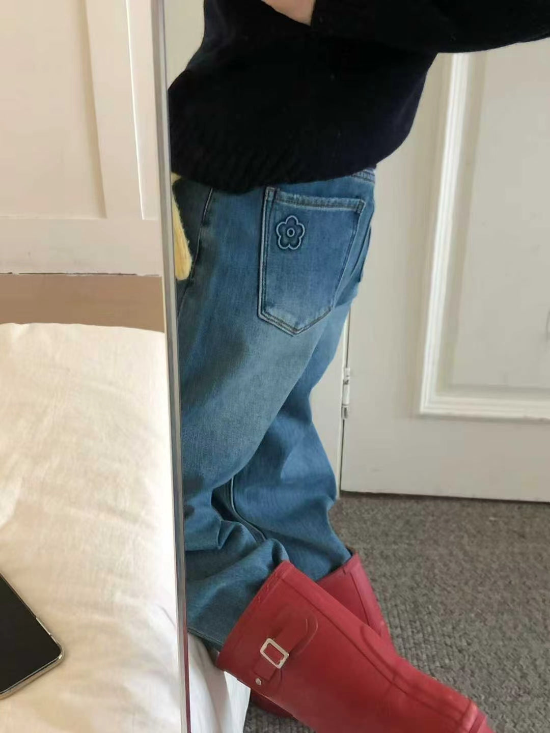 Kelly Designs Fleece-Lined Straight Denim Pants(Instock)