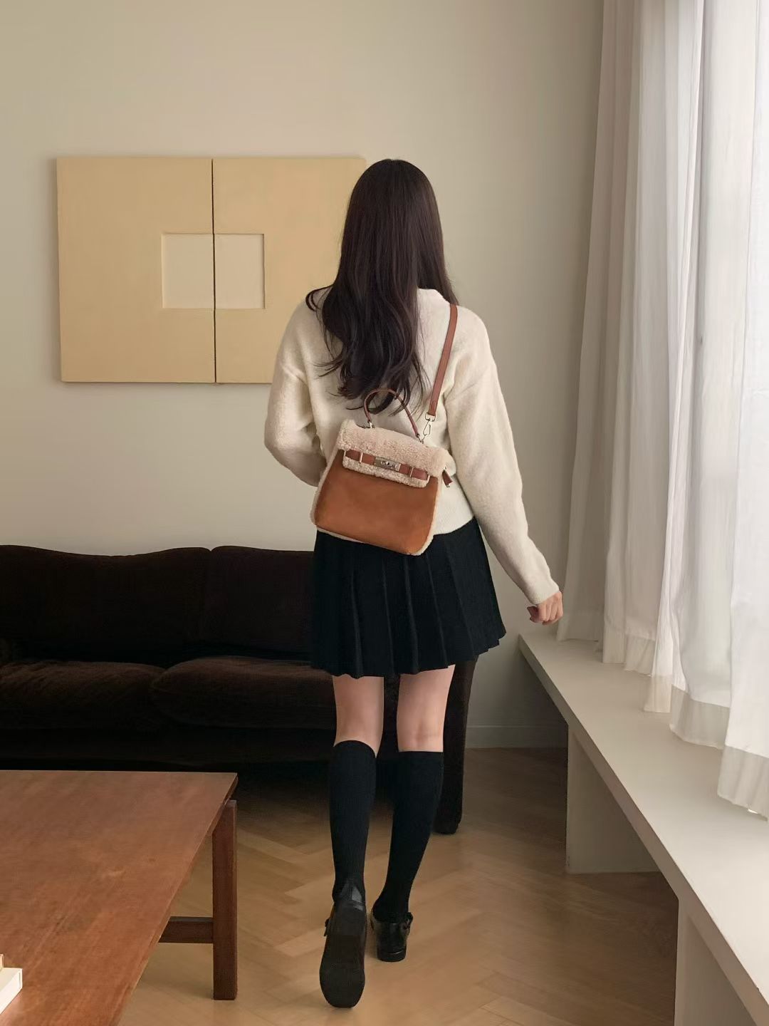 Korean APM Collection Stuffy Two Colors Leather Bag (Instock)