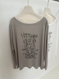 Kelly Designs Letters Sun Cover Long Sleeves Light Grey Top (Instock)