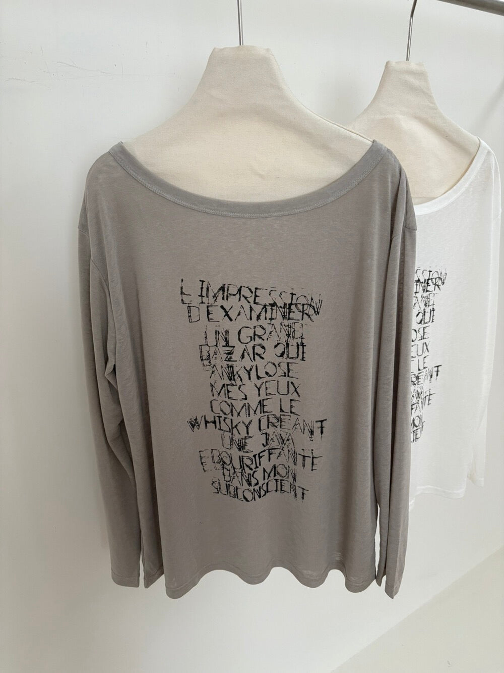 Kelly Designs Letters Sun Cover Long Sleeves Light Grey Top (Instock)