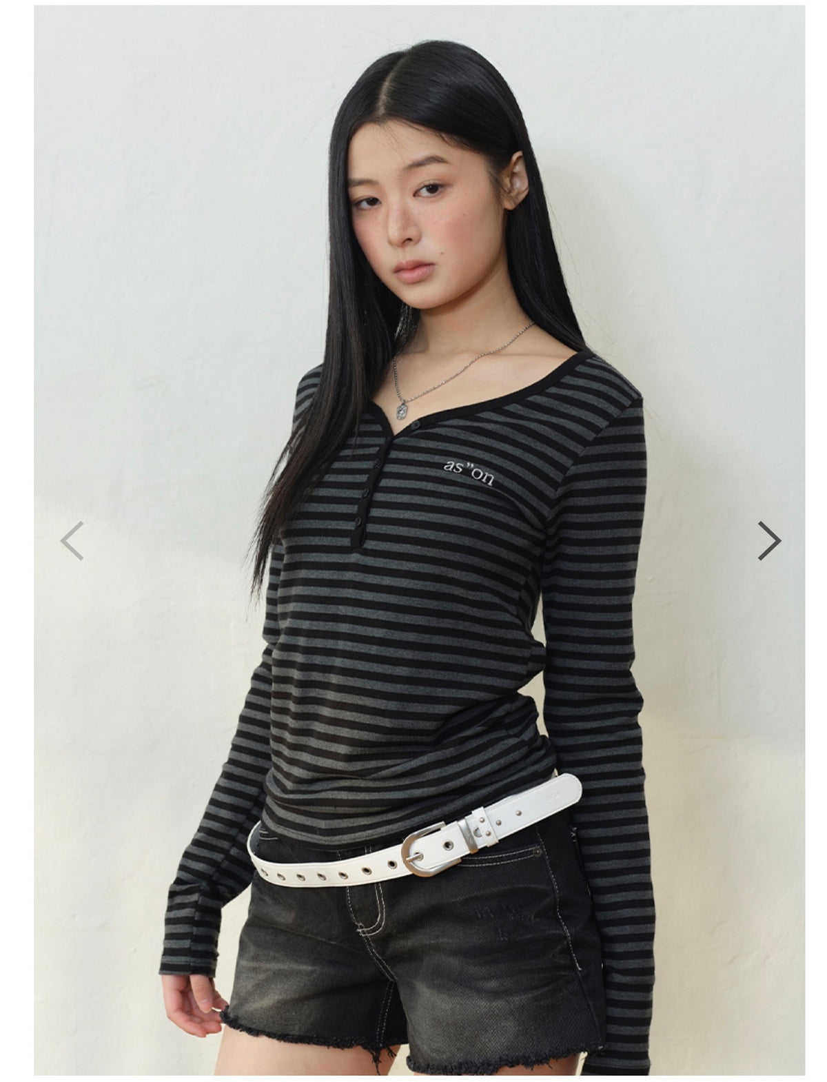 ASON Ellen Stripe Long Sleeve Tee – Black (Instock)