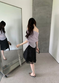 Kelly Designs Off Shoulder Knit Purple Top(Instock)
