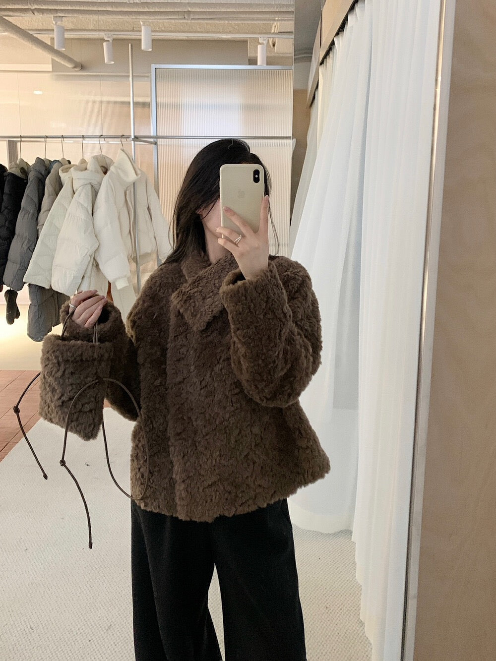 Kelly Designs Shearling Fur Brown Coat (Instock)