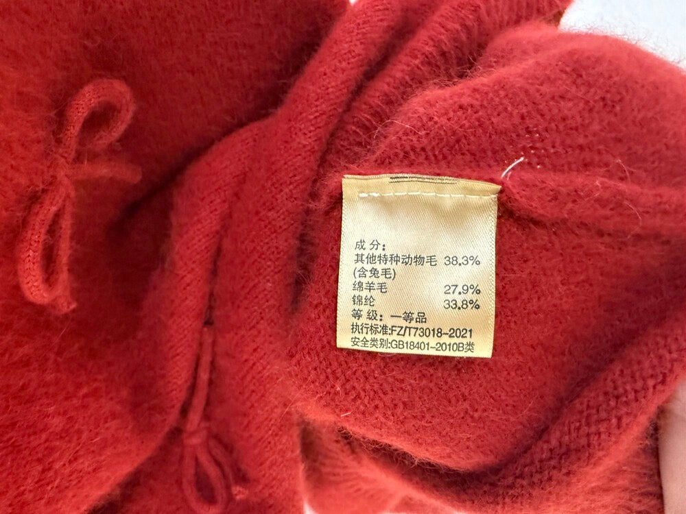 Kelly Designs Raccoon Wool Bow Knit Pullover - Red/Blue (Instock)