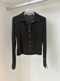 Korean APM Collection Sheer Collar Button Long Sleeve Top (Instock)