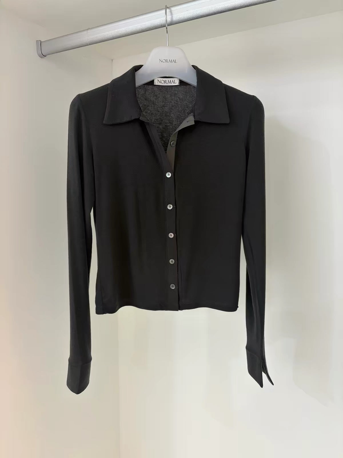 Korean APM Collection Sheer Collar Button Long Sleeve Top (Instock)