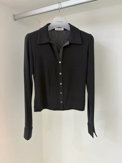 Korean APM Collection Sheer Collar Button Long Sleeve Top (Instock)
