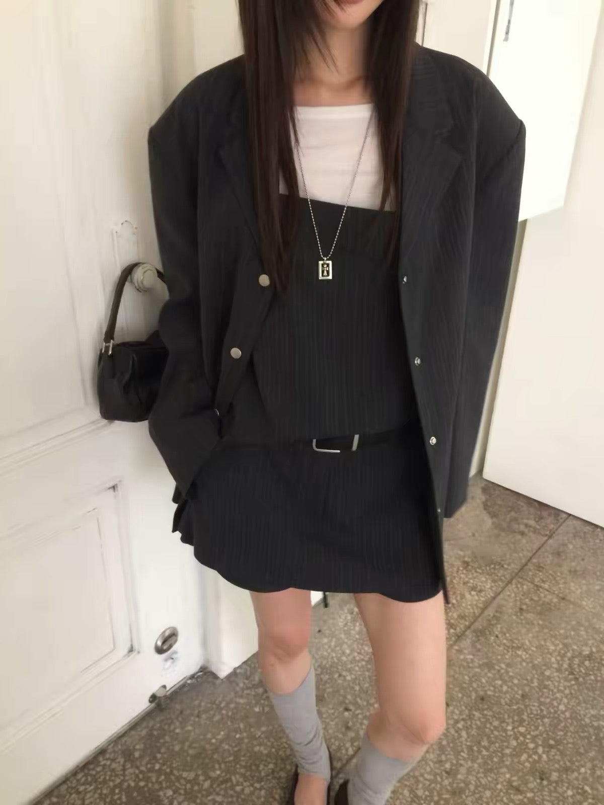 Korean APM Collection Cashmere Blend Pinstripe Blazer - 2 Colors (Instock)