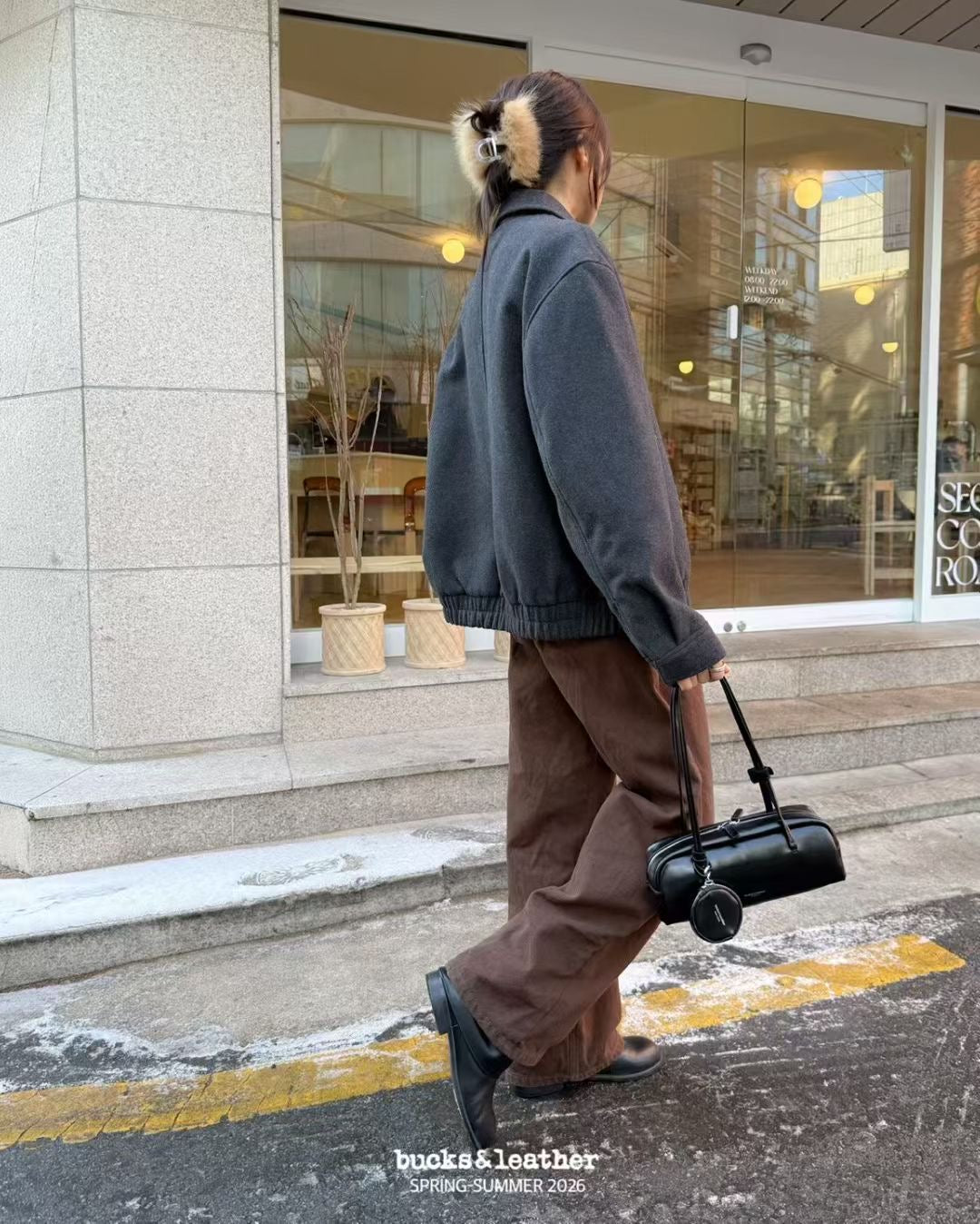 Korean APM Collection BUCKS&LEATHER Black Leather Bag (Instock)