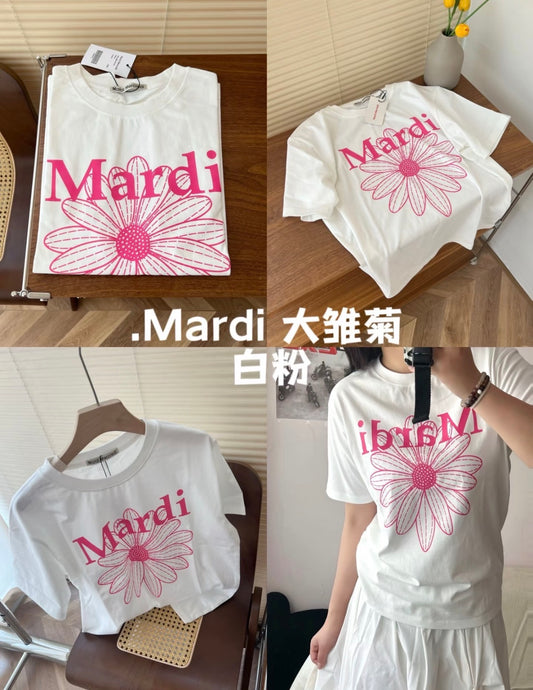 Mardi Mercredi TSHIRT FLOWERMARDI_WHITE PINK(Instock)