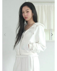 ASON Basic Training Cropped Hood Zip-Up – White (Instock)