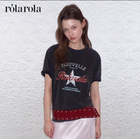 Rolarola Vintage Print Pigment Tshirt Charcoal (Instock)
