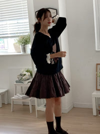 Korean Collection Teddy Bear Lace-Trim Sweatshirt (Instock)