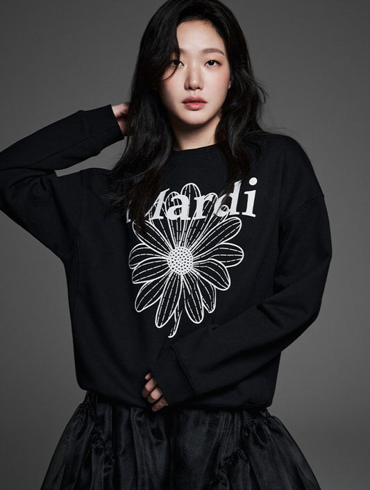 Mardi Mercredi SWEATSHIRT FLOWERMARDI_BLACK WHITE(Preorder)