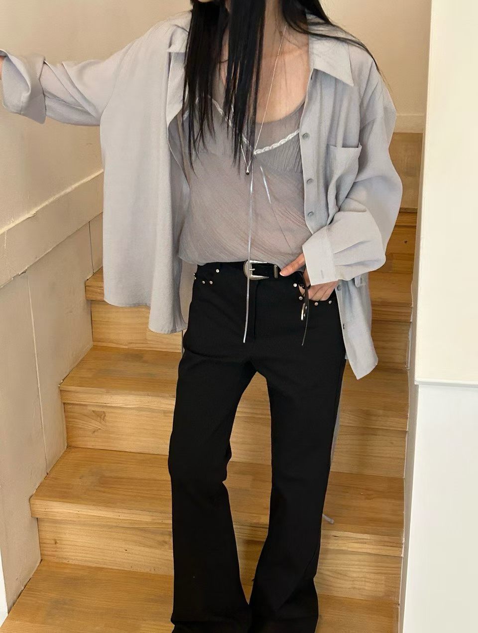 Korean APM Collection Shirt&Inner Lace Blouse-2 Colors (Instock)