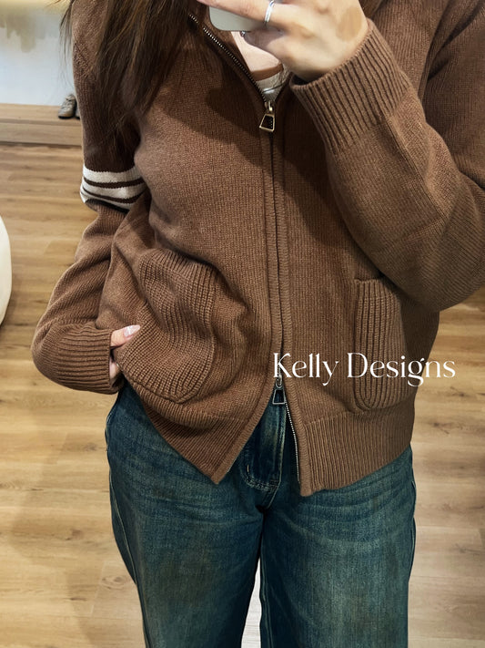 Kelly Designs Wool Zip-Up Brown Jacket (Instock)