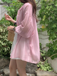 Korean APM Collection Stripe Pink Blouse & Shorts (Instock)