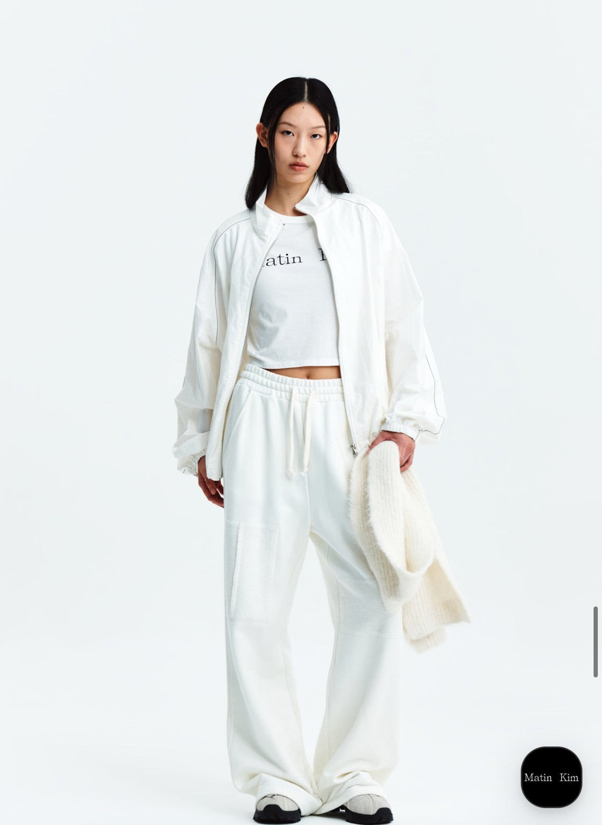 MATIN KIM LOGO COATING JUMPER IN IVORY (Instock)