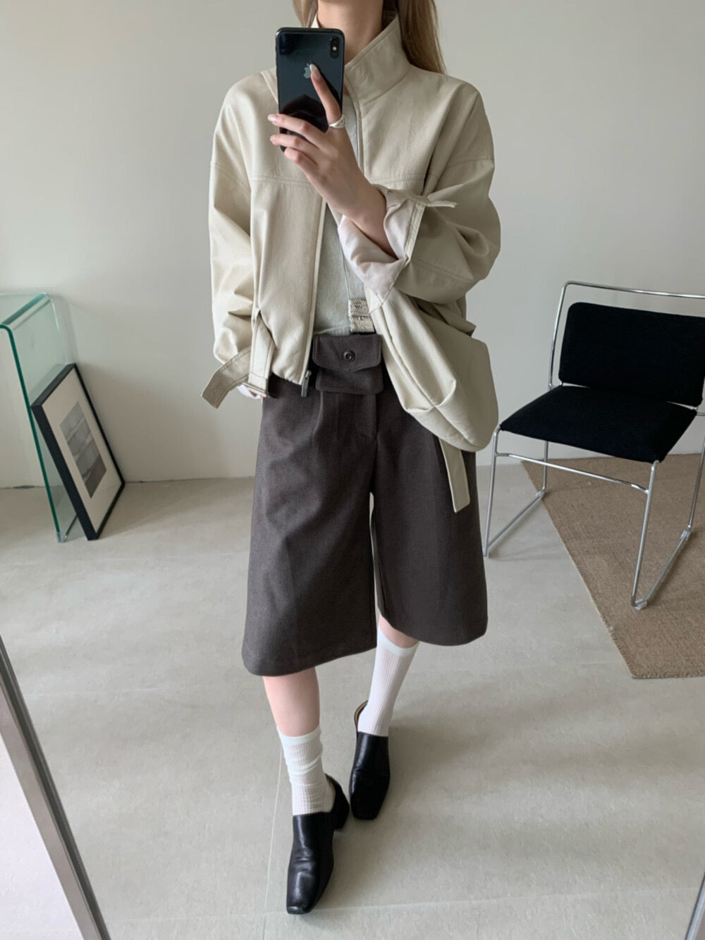 Kelly Designs 3colors Soft PU Leather Hoodie Jacket With Bag Set (Instock)