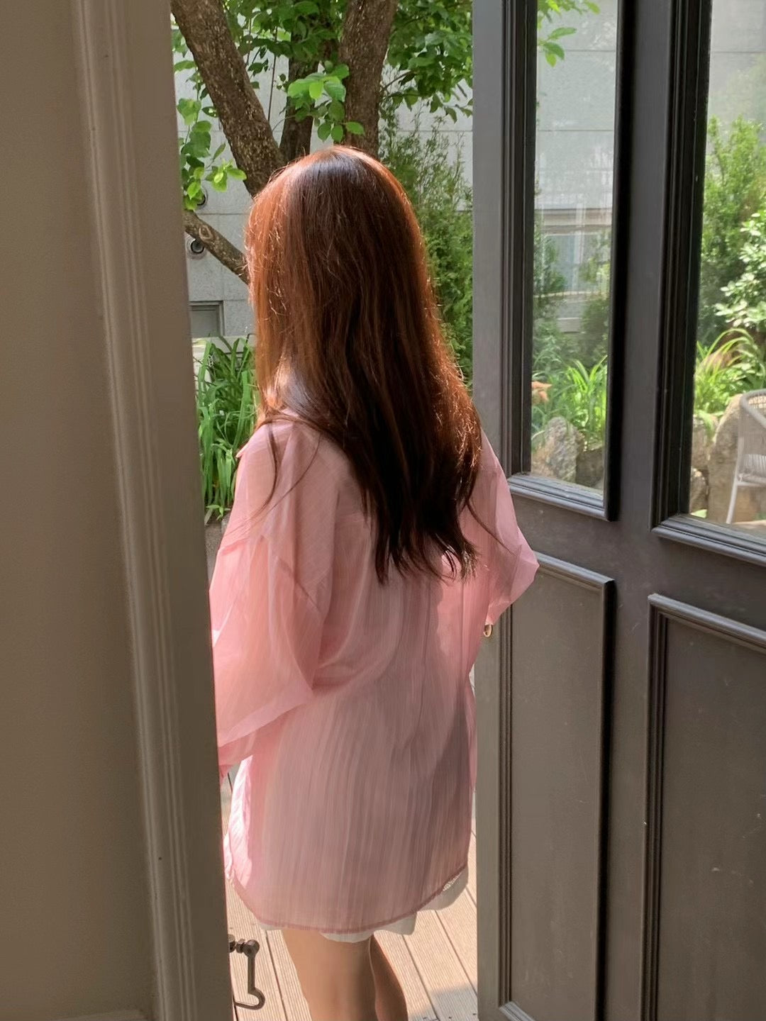 Korean APM Collection Stripe Pink Blouse & Shorts (Instock)