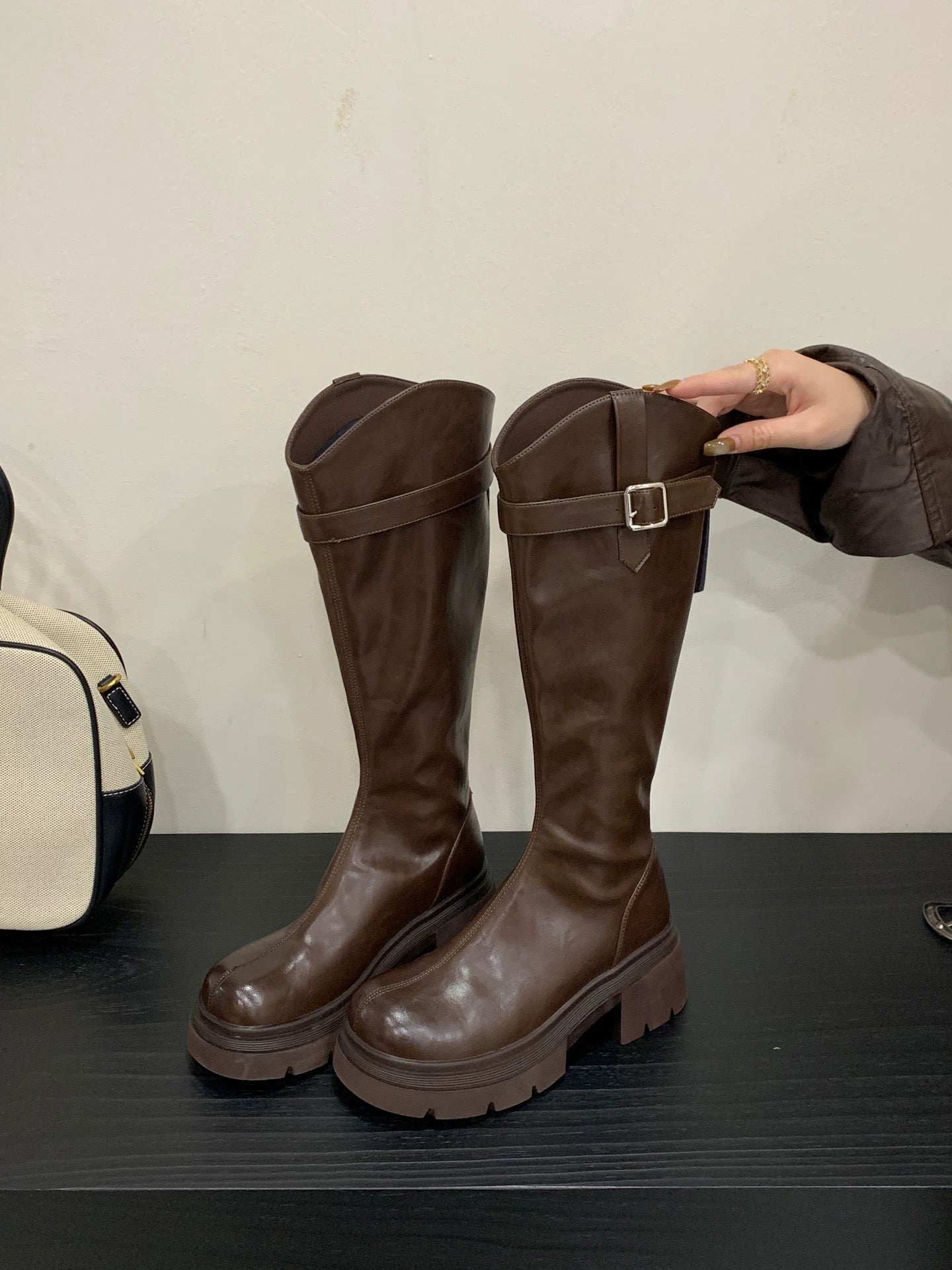 Kelly Designs Buckle Strap Knee-High Platform Boots (2 Colors) (Instock)