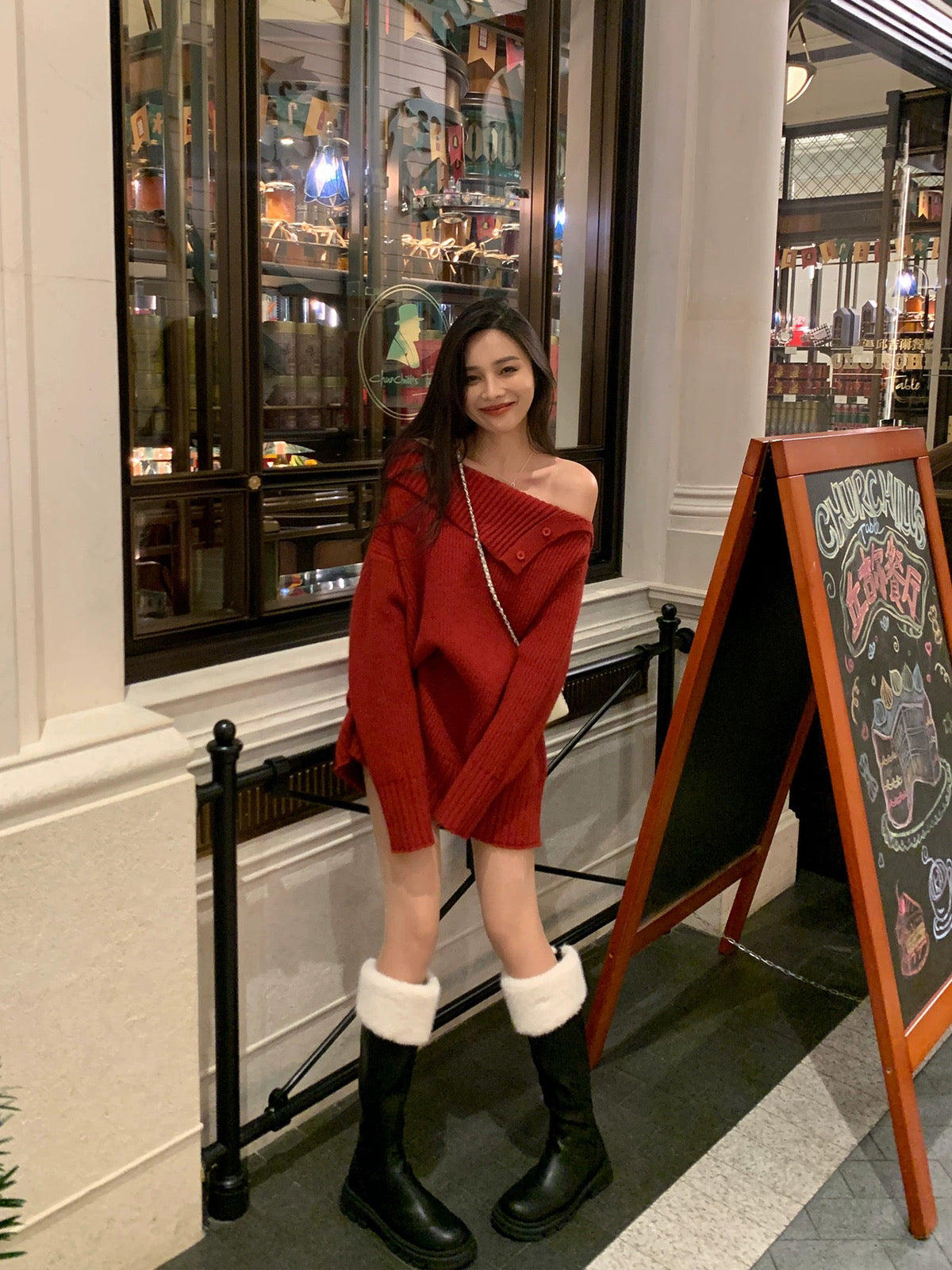 Kelly Designs Christmas Red Off-Shoulder Ops (Instock)