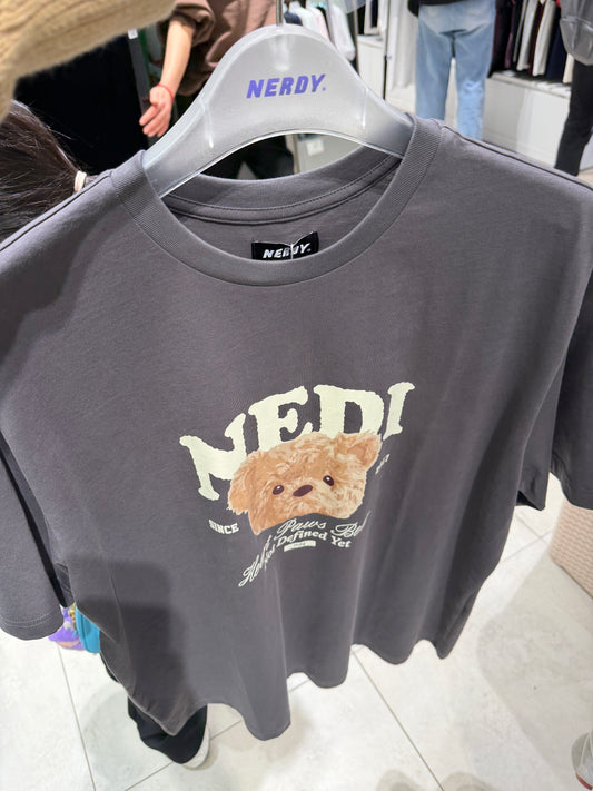 Korean Collection Nerdy Unisex Oversize Tshirt Charcoal (Instock)