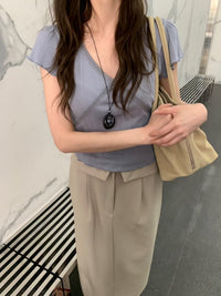 Korean APM Collection V neck Top - 3  Colors (Instock)