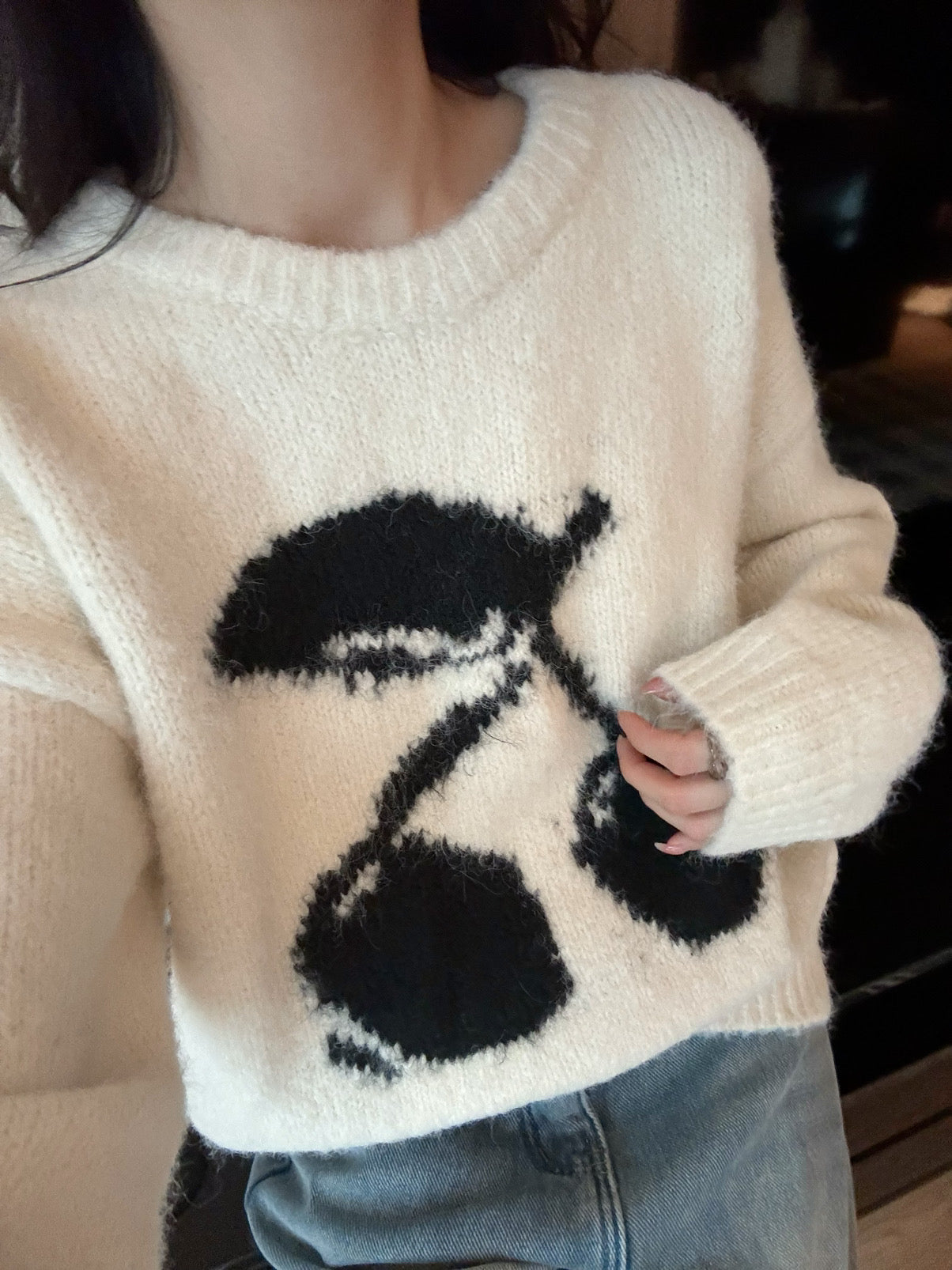 Kelly Designs Beige Cherry Sweatshirt (Instock)