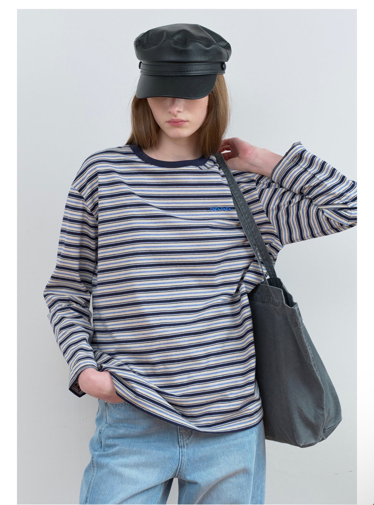 Rolarola Stripe Long Sleeve T-Shirt – Navy & Ivory (Instock)