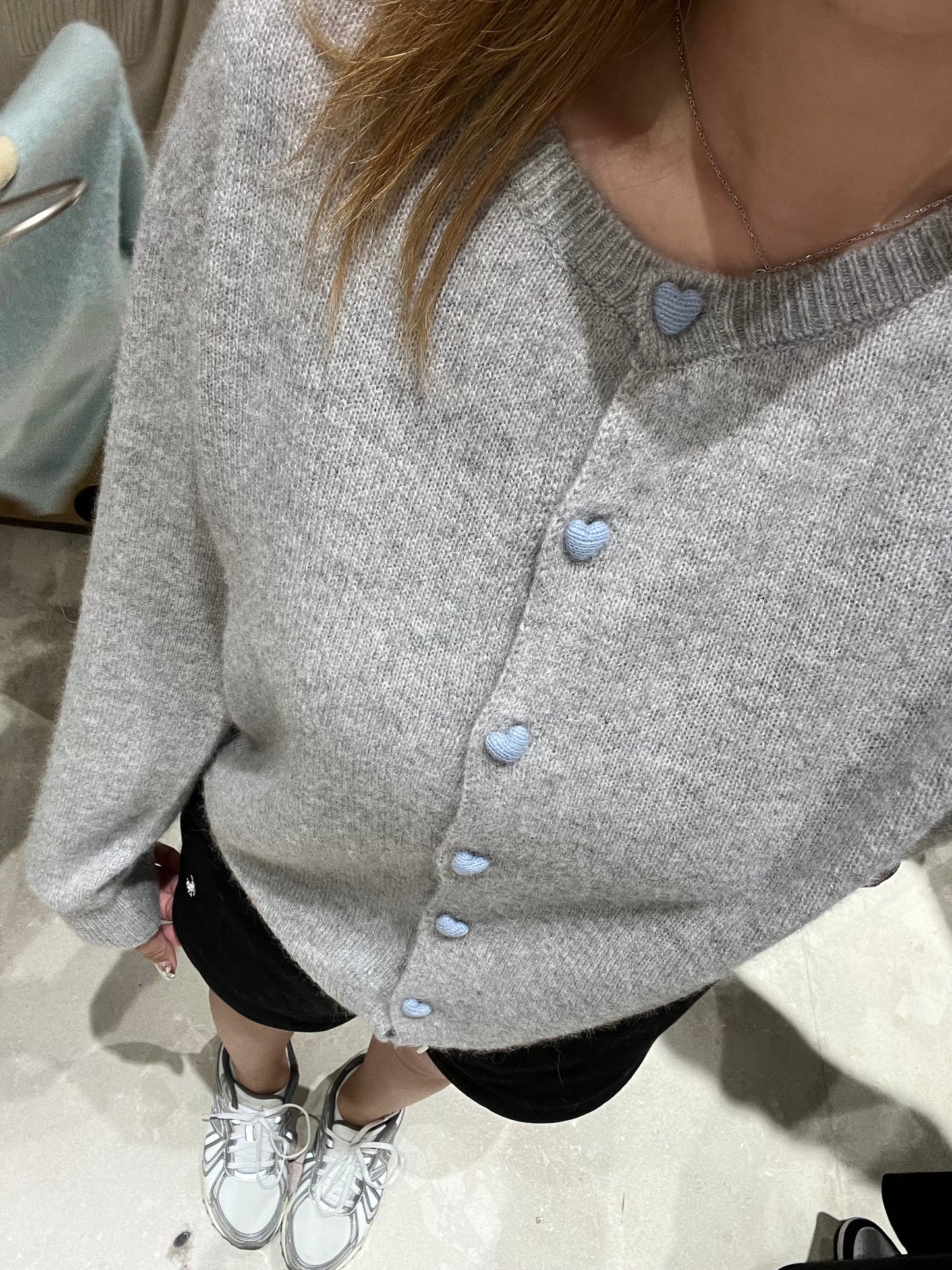 Kelly Designs Blue Heart Grey Raccoon Cardigan (Instock)