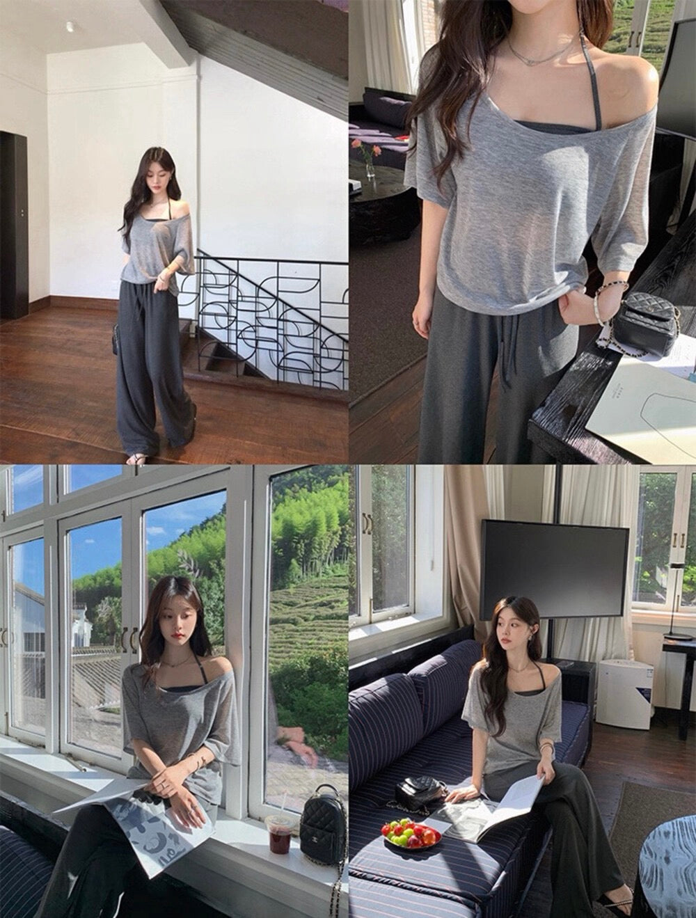 Kelly Designs 3pcs Grey Top&Grey Pants Set (Instock)