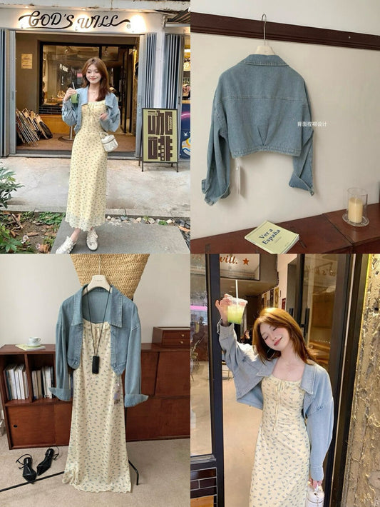 Kelly Designs 2pc Dress and Denim Jacket Set (Instock)