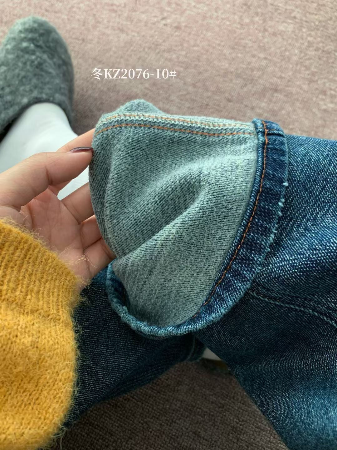 Kelly Designs Fleece-Lined Denim Navy Pants(Instock)