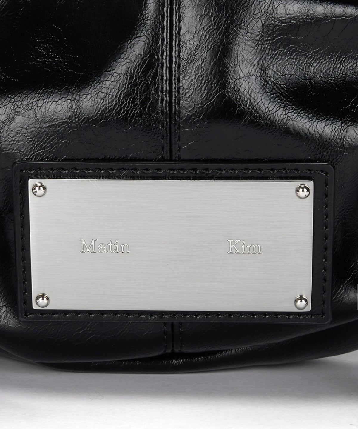 Matin Kim Half Shirring Ribbon Round Bag In Black (Preorder)