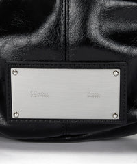 Matin Kim Half Shirring Ribbon Round Bag In Black (Preorder)