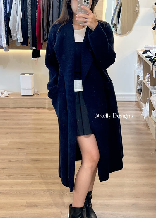 Kelly Designs Wool Long Length Navy Cardigan (Instock)