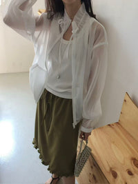 Korean APM Collection Embroidered Sheer Zip-Up Jacket (Instock)